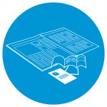 Symbol för tidningsinsamling, teknad tidning