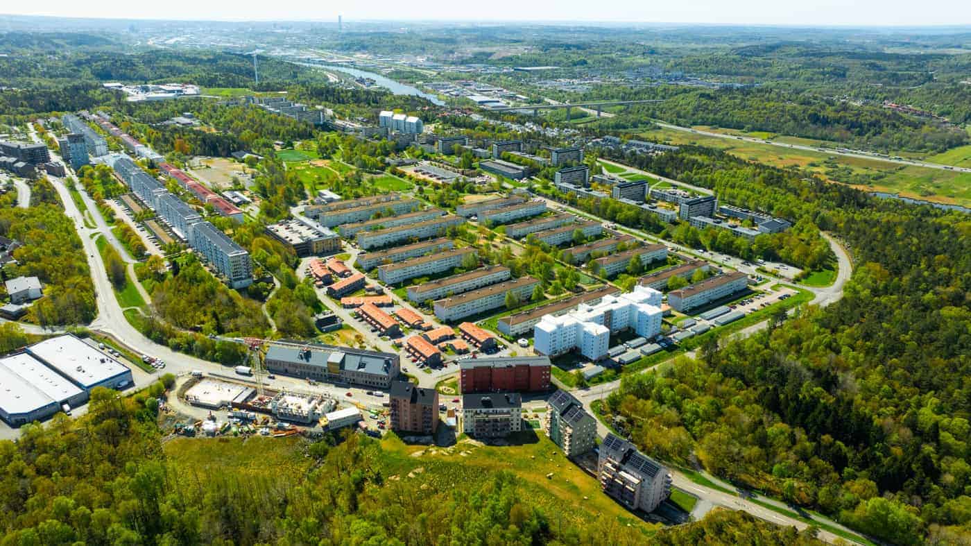 Flygbild maj 2025 Flygbild över Gårdsten maj 2025