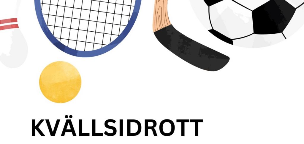 Illustrationer, tennisrack, klubba och fotboll